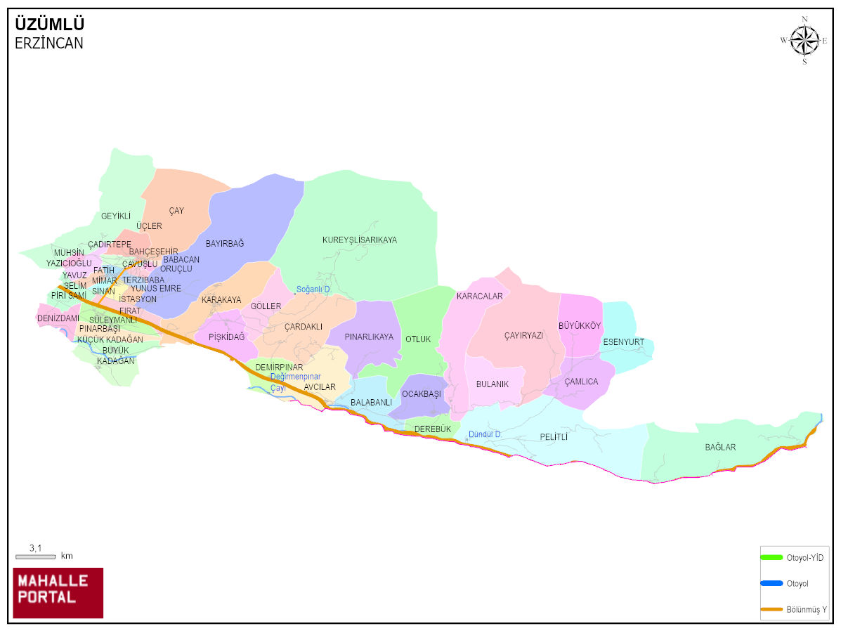 ÜZÜMLÜ Mahalle Köy Haritası | İlçedeki Tüm Mahalle ve Köyler