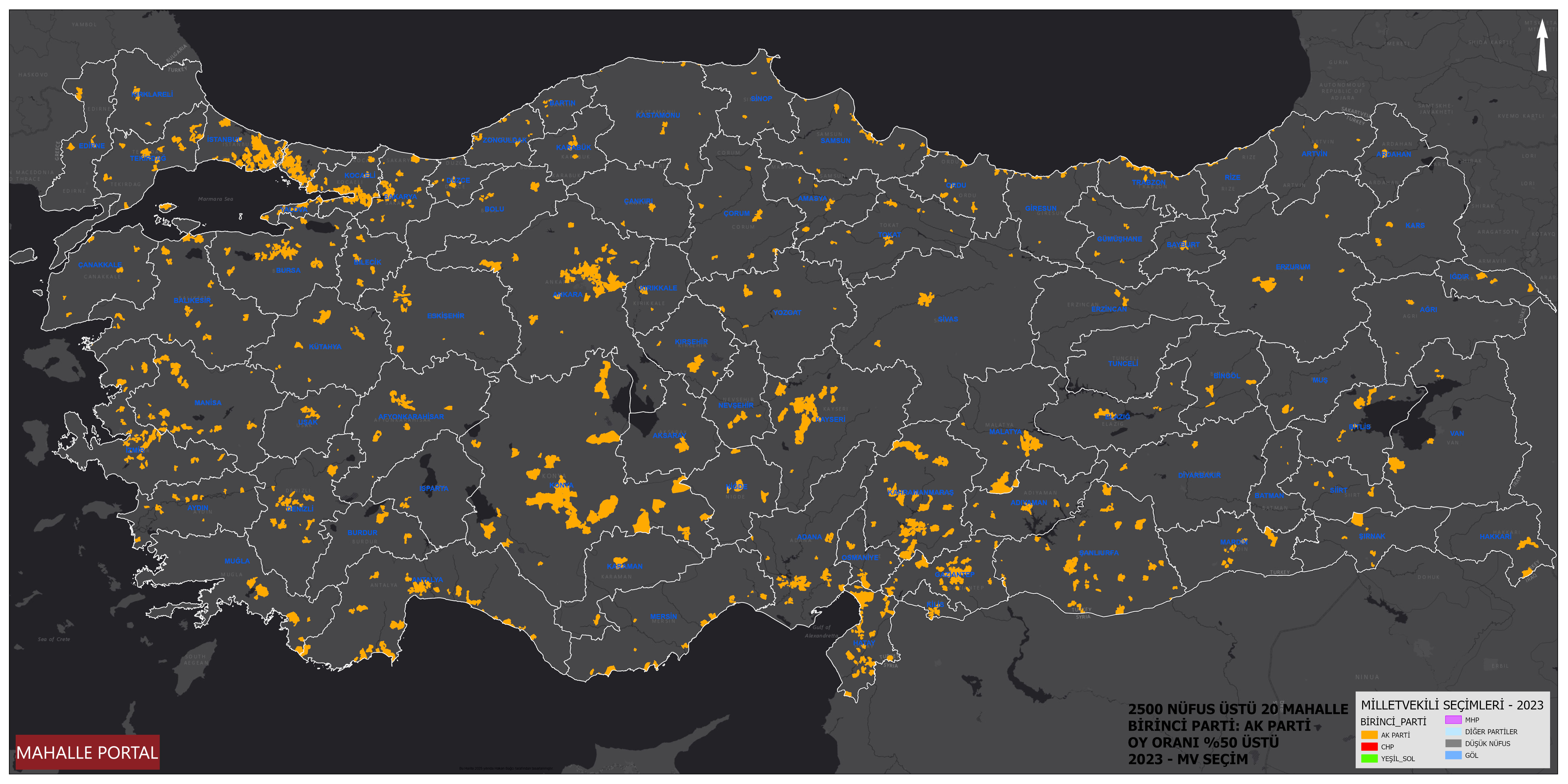 AKP Yüzde 50 Üstü Alanlar Haritası