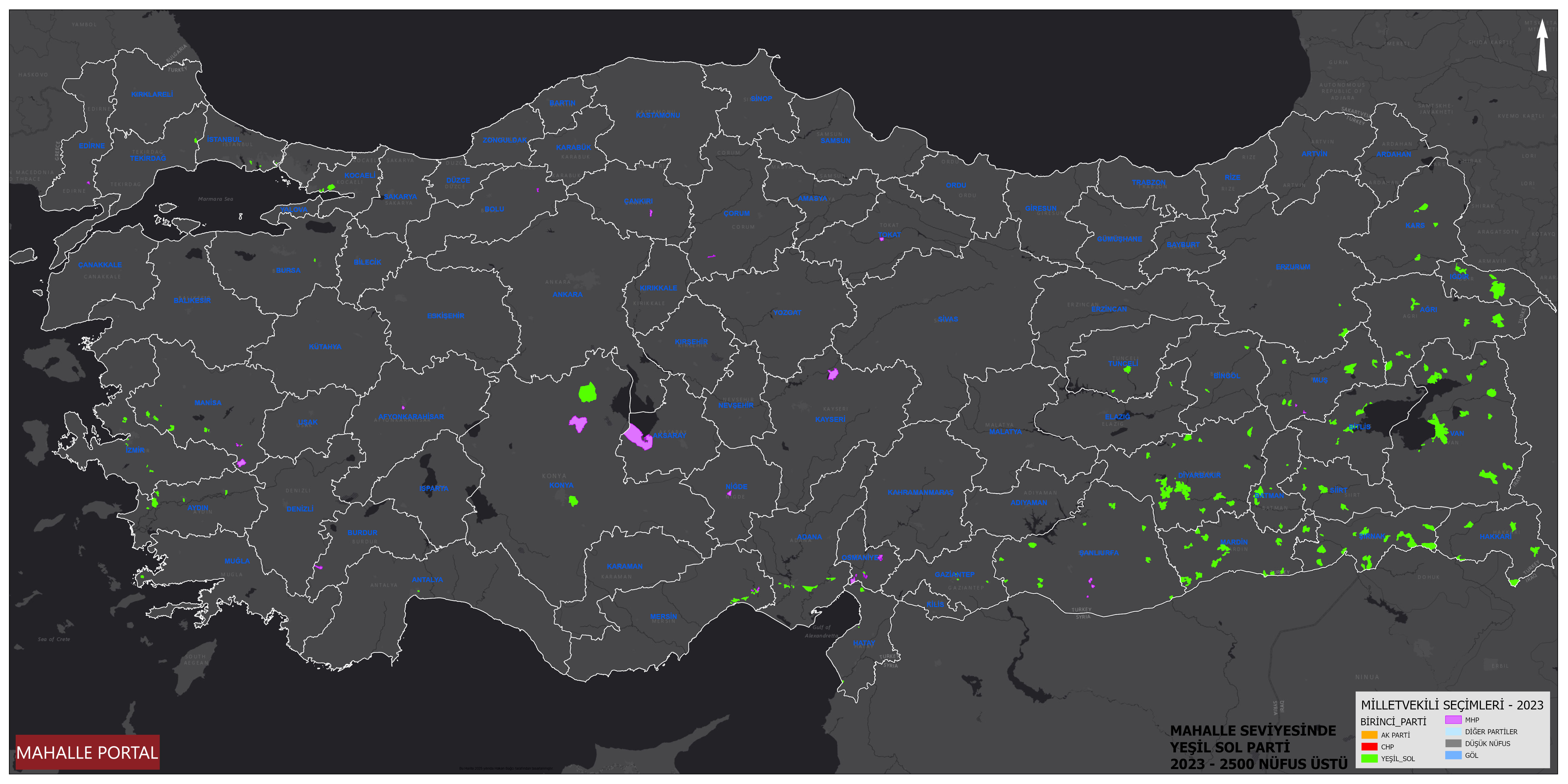 Büyük Mahalleler MHP Birinci Parti Haritası