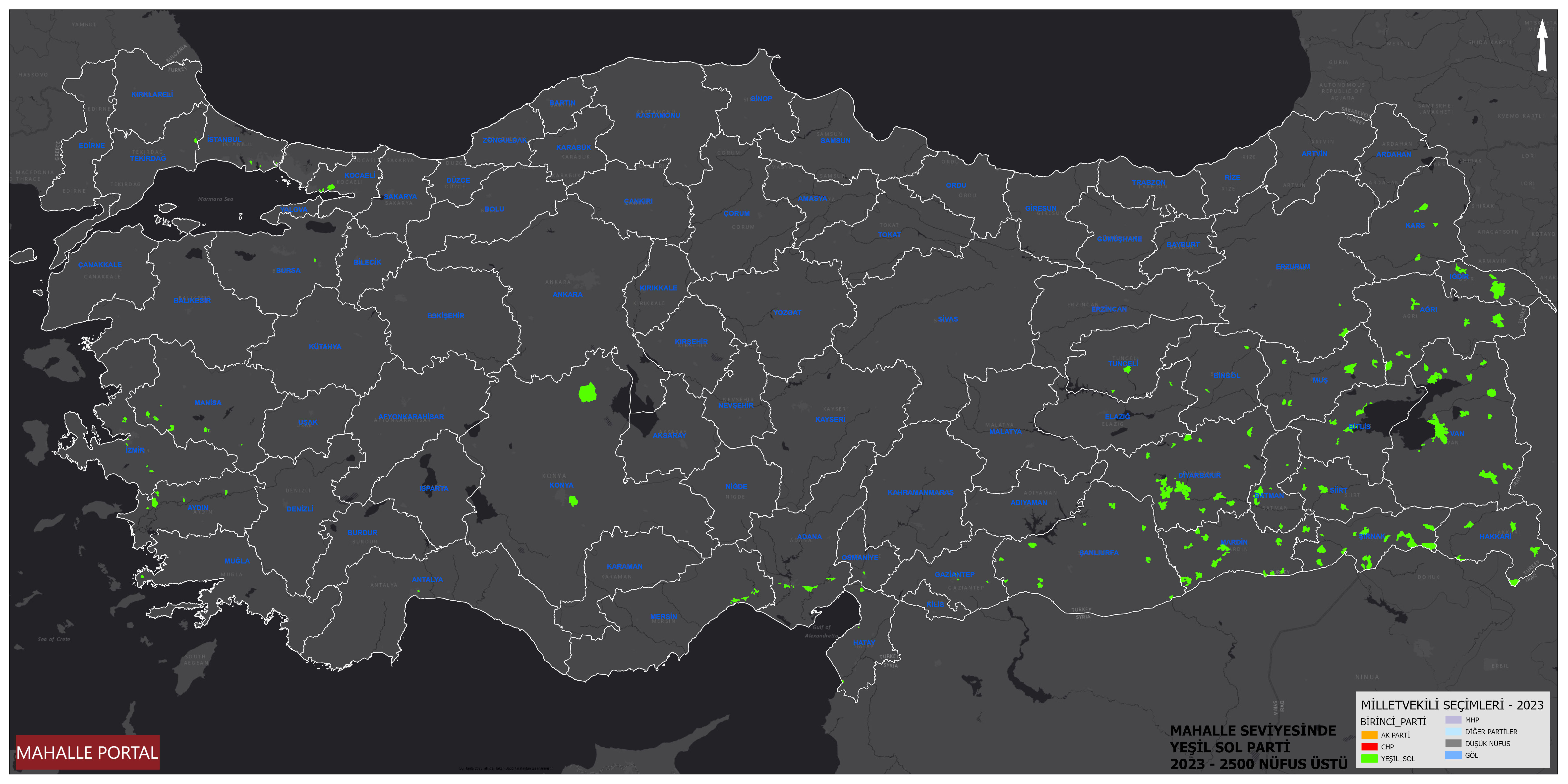 Büyük Mahalleler Yeşil Sol Parti Birinci Parti Haritası