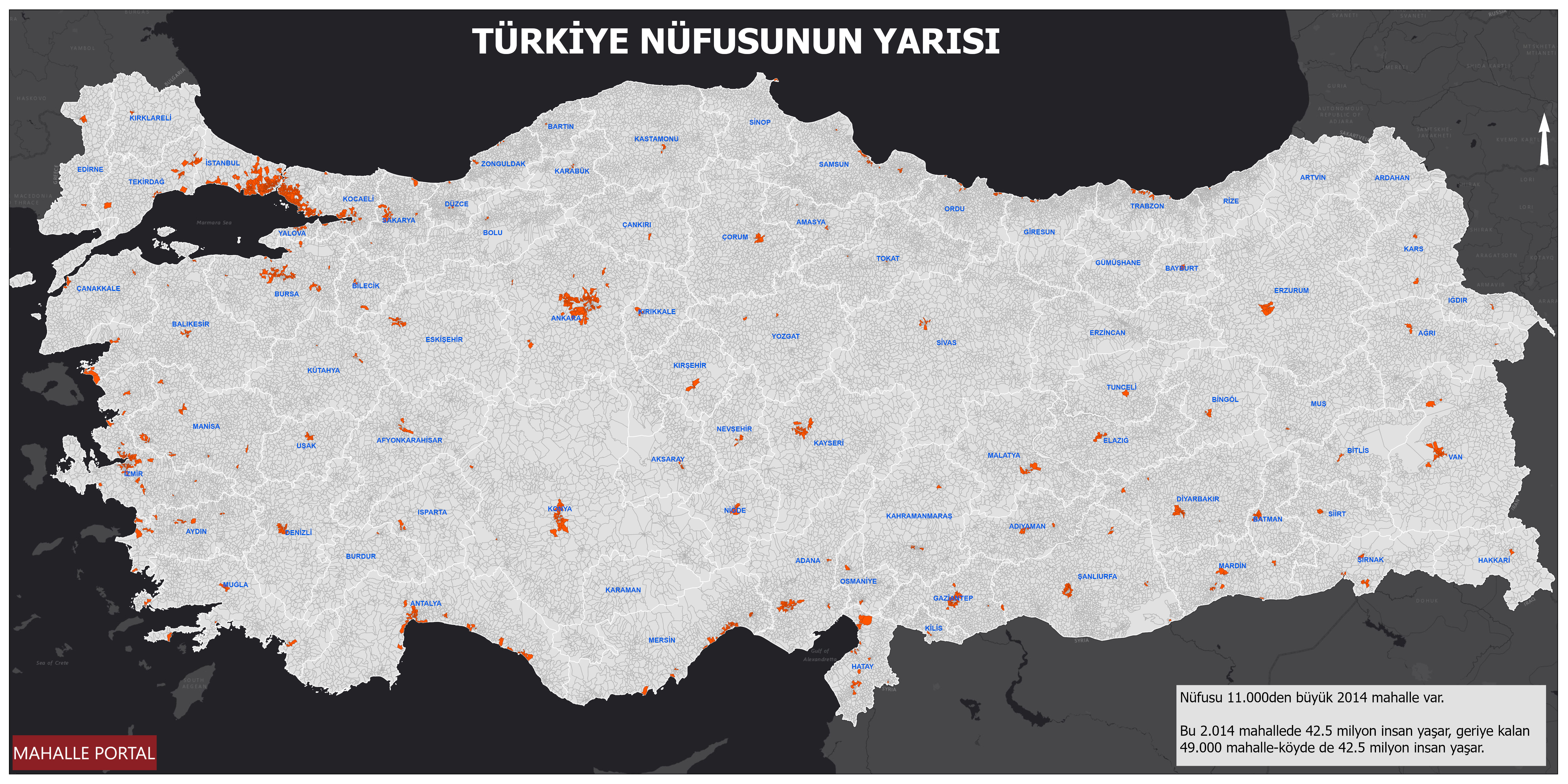 Türkiye Nüfusunun Yarısı Haritası