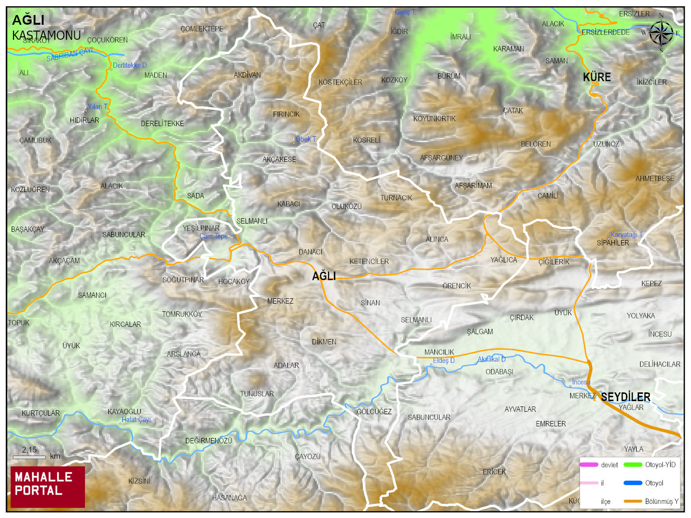 AĞLI Fiziki Haritası | Dağlar, Ovalar ve Akarsu Bilgileri