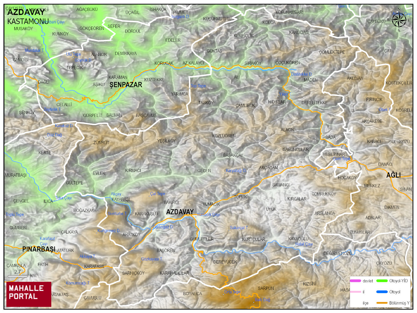 AZDAVAY Fiziki Haritası | Dağlar, Ovalar ve Akarsu Bilgileri