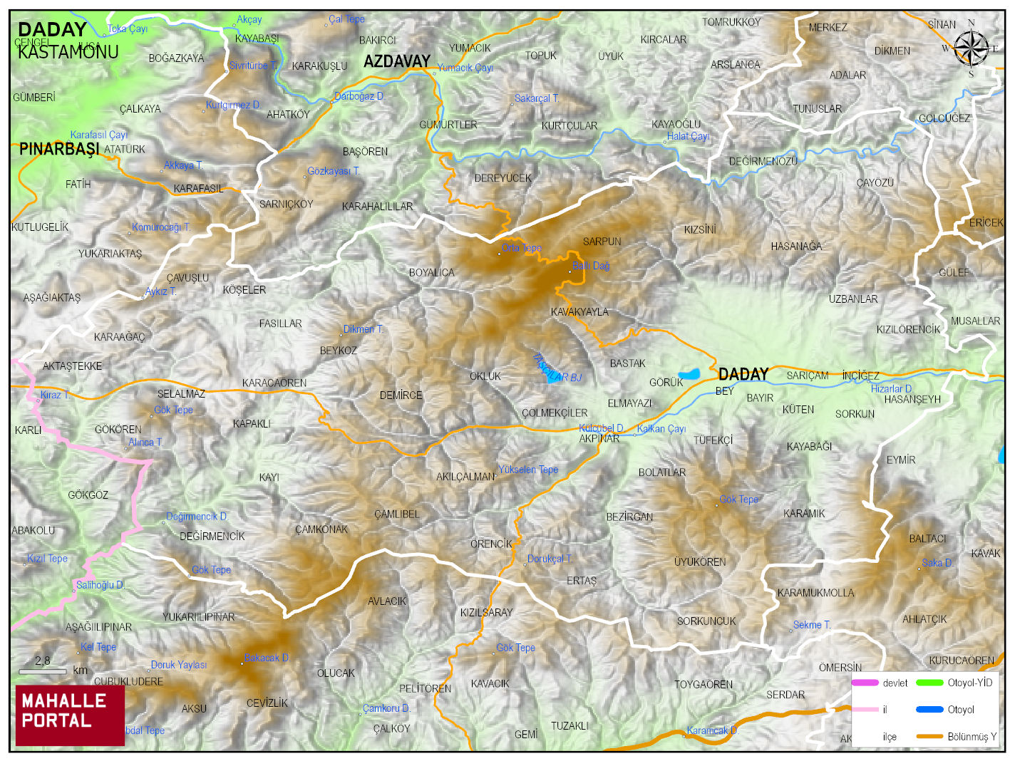 DADAY Fiziki Haritası | Dağlar, Ovalar ve Akarsu Bilgileri