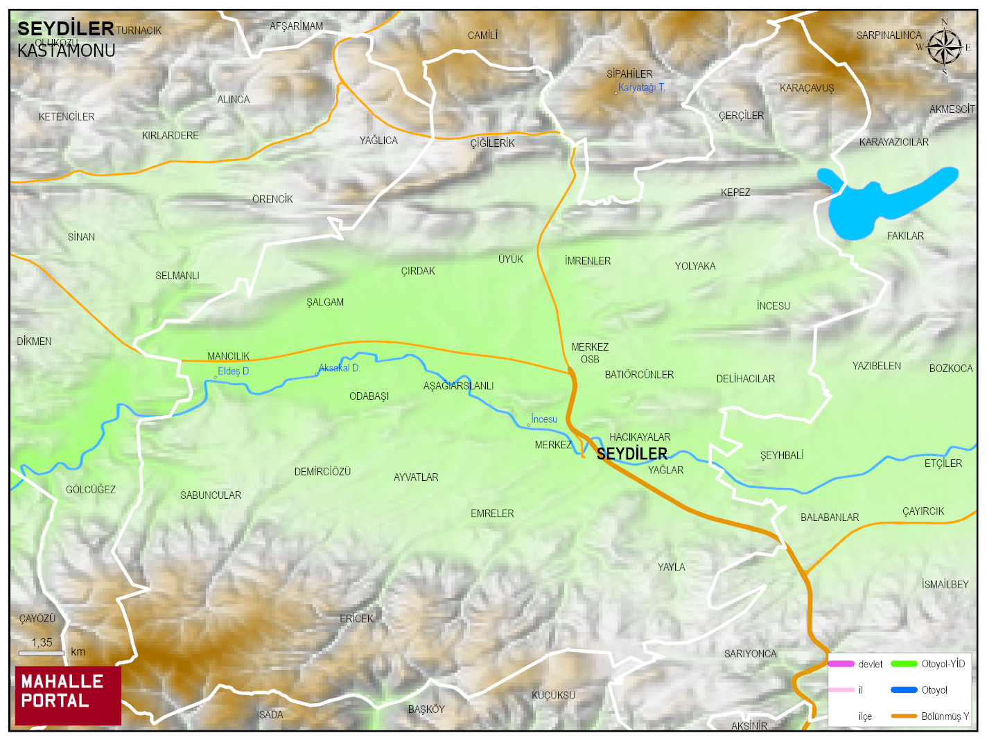 SEYDİLER Fiziki Haritası | Coğrafi Yapı ve Detaylı İlçe Haritası
