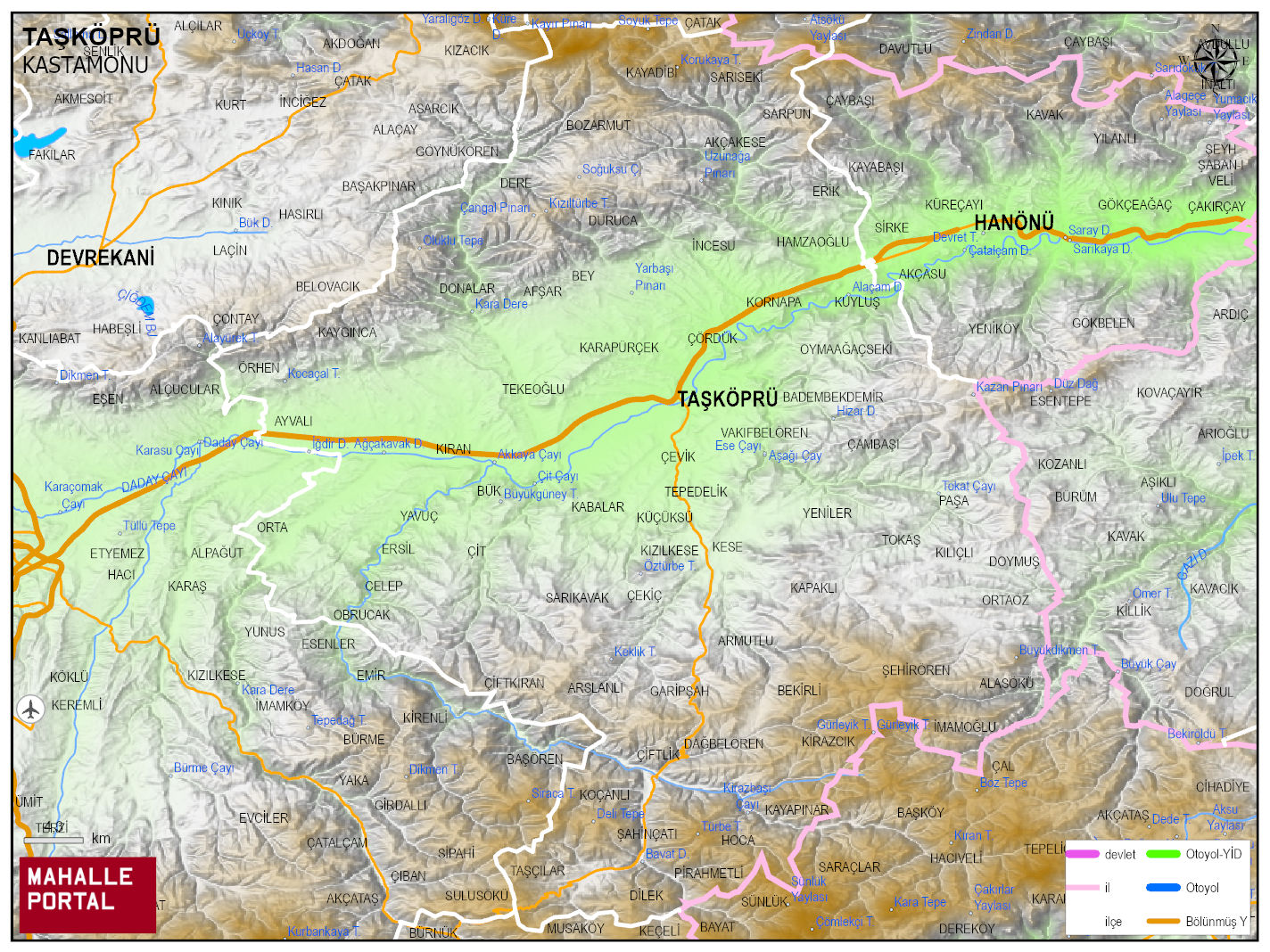 TAŞKÖPRÜ Fiziki Haritası | Coğrafi Yapı ve Detaylı İlçe Haritası
