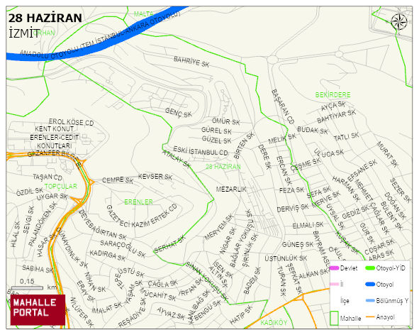 28 HAZİRAN Mahallesi Haritası | Yükselti ve Doğa Özellikleri