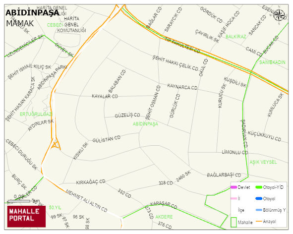 ABİDİNPAŞA Mahallesi Haritası | Coğrafi Yapı ve Detaylı Haritası