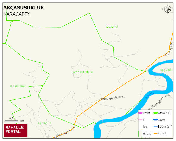 AKÇASUSURLUK Mahallesi Haritası | Yükselti ve Doğa Özellikleri
