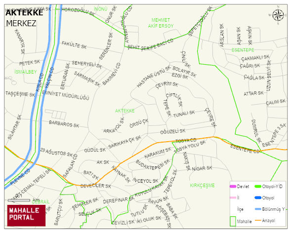 AKTEKKE Mahallesi Haritası | Dağlar, Ovalar ve Akarsu Bilgileri