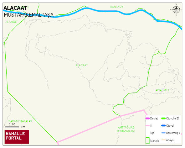 ALACAAT Mahallesi Haritası | Coğrafi Yapı ve Detaylı Haritası