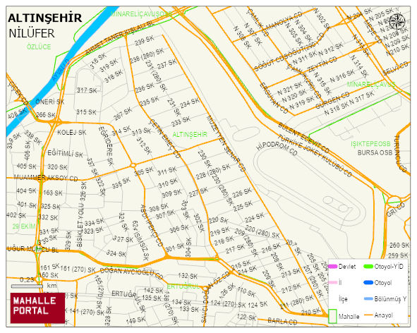 ALTINŞEHİR Mahallesi Haritası | Sayısal Bölge Görünümü