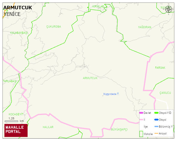 ARMUTCUK Köyü Haritası | Yükselti ve Doğa Özellikleri