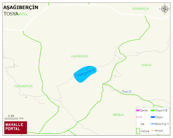 AŞAĞIBERÇİN Köyü Haritası | Mahalle ve Köy Sınırı