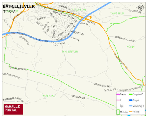 BAHÇELİEVLER Mahallesi Haritası | Dağlar, Ovalar ve Akarsu Bilgileri