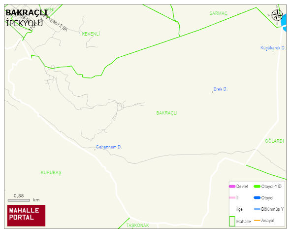BAKRAÇLI Mahallesi Haritası | Sayısal Bölge Görünümü