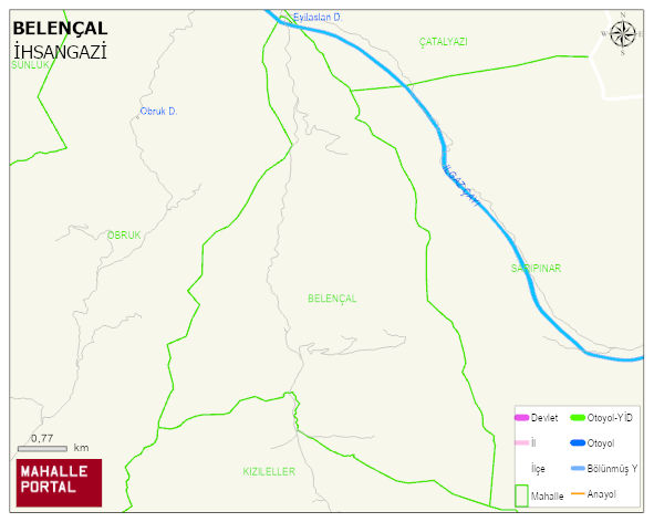 BELENÇAL Köyü Haritası | Dağlar, Ovalar ve Akarsu Bilgileri