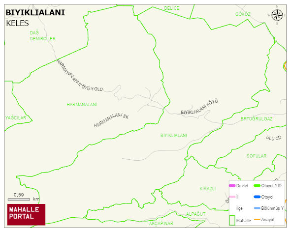 BIYIKLIALANI Mahallesi Haritası | Mahalle ve Köy Sınırı