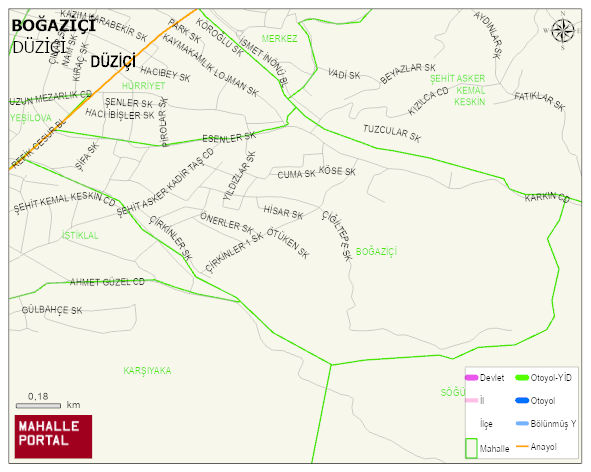 BOĞAZİÇİ Mahallesi Haritası | Dağlar, Ovalar ve Akarsu Bilgileri