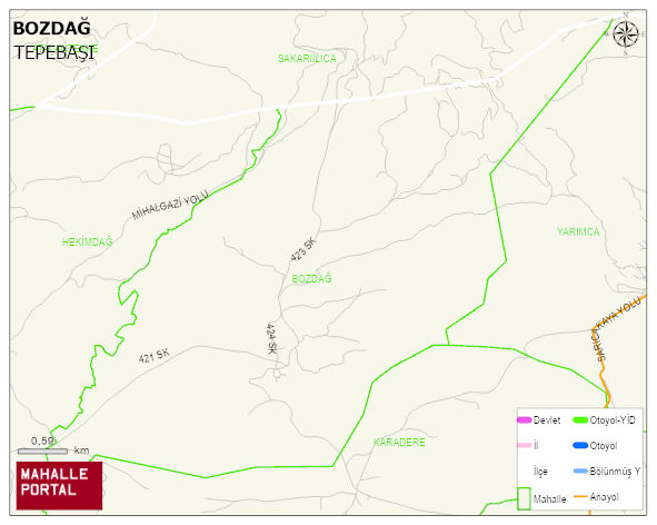 BOZDAĞ Mahallesi Haritası | Coğrafi Yapı ve Detaylı Haritası