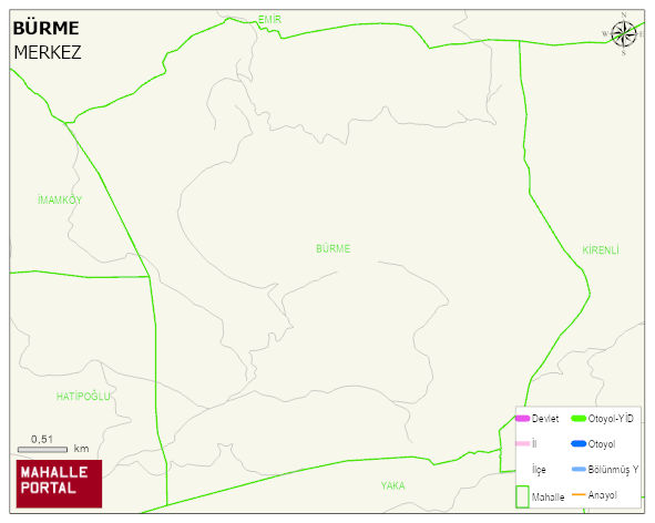 BÜRME Köyü Haritası | Dağlar, Ovalar ve Akarsu Bilgileri