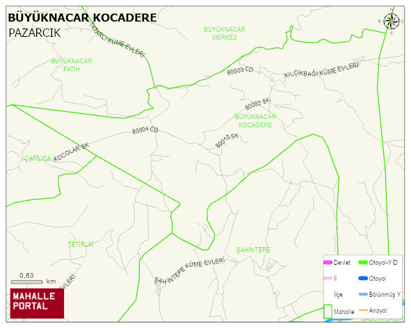 BÜYÜKNACAR KOCADERE Mahallesi Haritası | Sayısal Bölge Görünümü