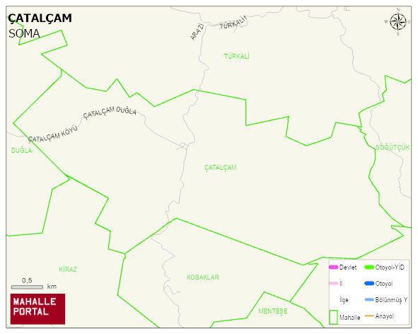 ÇATALÇAM Mahallesi Haritası | Mahalle ve Köy Sınırı