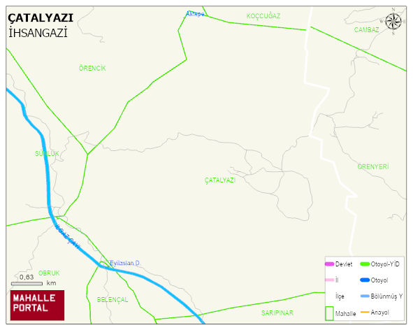 ÇATALYAZI Köyü Haritası | Sayısal Bölge Görünümü