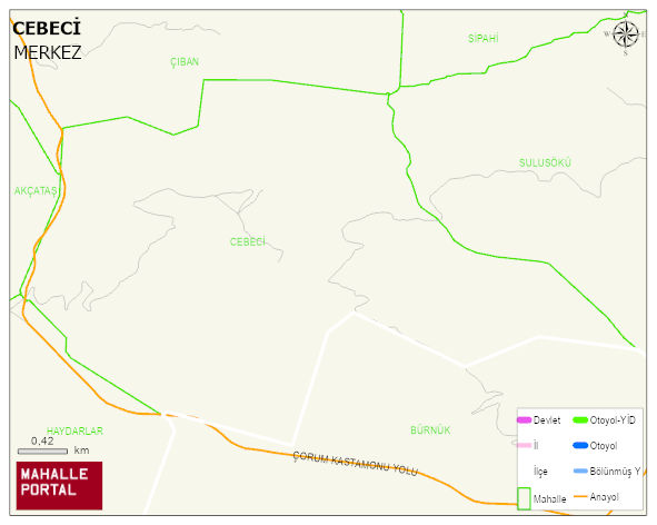 CEBECİ Köyü Haritası | Yükselti ve Doğa Özellikleri