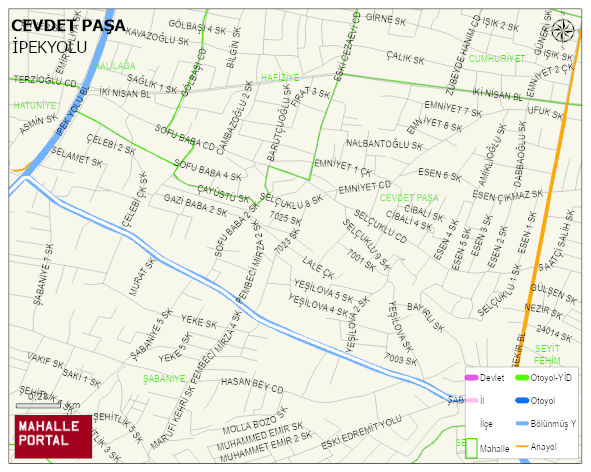 CEVDET PAŞA Mahallesi Haritası | Dağlar, Ovalar ve Akarsu Bilgileri