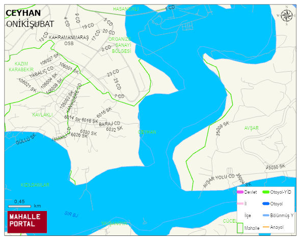 CEYHAN Mahallesi Haritası | Dağlar, Ovalar ve Akarsu Bilgileri