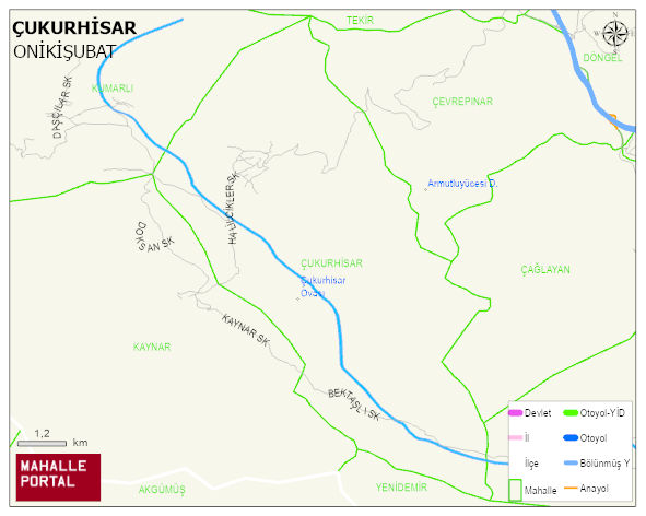 ÇUKURHİSAR Mahallesi Haritası | Dağlar, Ovalar ve Akarsu Bilgileri