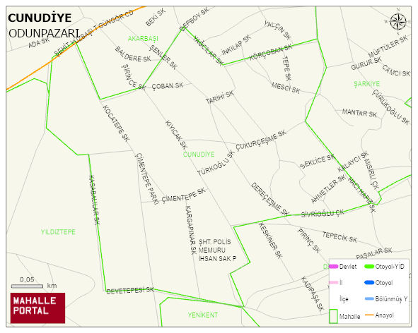 CUNUDİYE Mahallesi Haritası | Yükselti ve Doğa Özellikleri