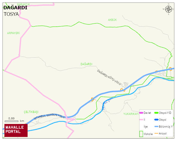 DAĞARDI Köyü Haritası | Sayısal Bölge Görünümü