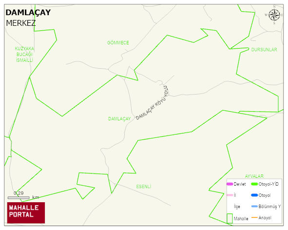 DAMLAÇAY Köyü Haritası | Mahalle Sokak Haritası