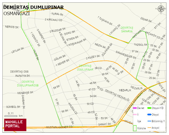 DEMİRTAŞ DUMLUPINAR Mahallesi Haritası | Coğrafi Yapı ve Detaylı Haritası