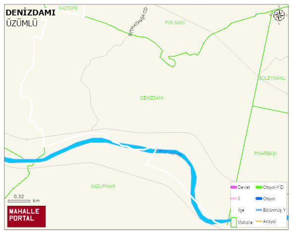 DENİZDAMI Köyü Haritası | Yükselti ve Doğa Özellikleri
