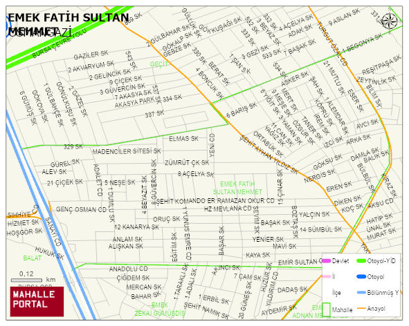 EMEK FATİH SULTAN MEHMET Mahallesi Haritası | Mahalle ve Köy Sınırı