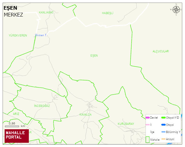 EŞEN Köyü Haritası | Mahalle ve Köy Sınırı
