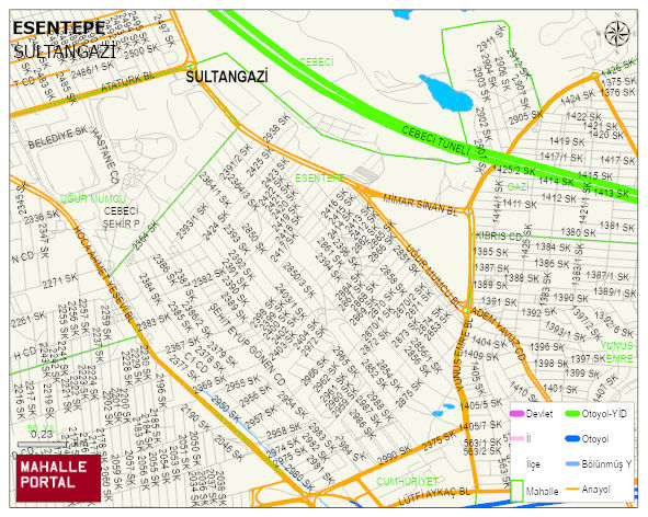 ESENTEPE Mahallesi Haritası | Yükselti ve Doğa Özellikleri
