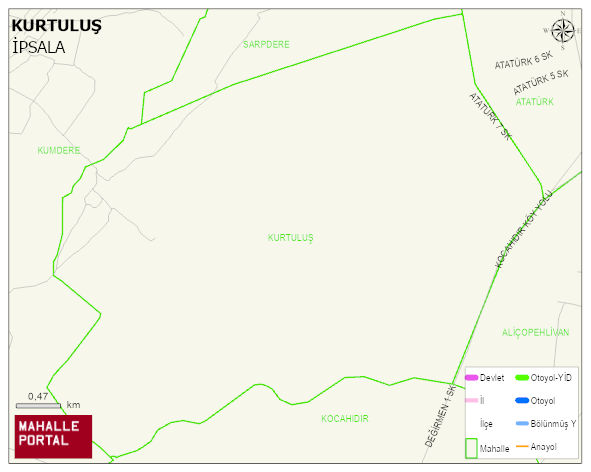 ESETÇE BELDESİ KURTULUŞ Mahallesi Haritası | Mahalle Sokak Haritası