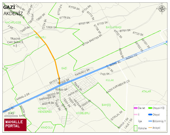 GAZİ Mahallesi Haritası | Yükselti ve Doğa Özellikleri
