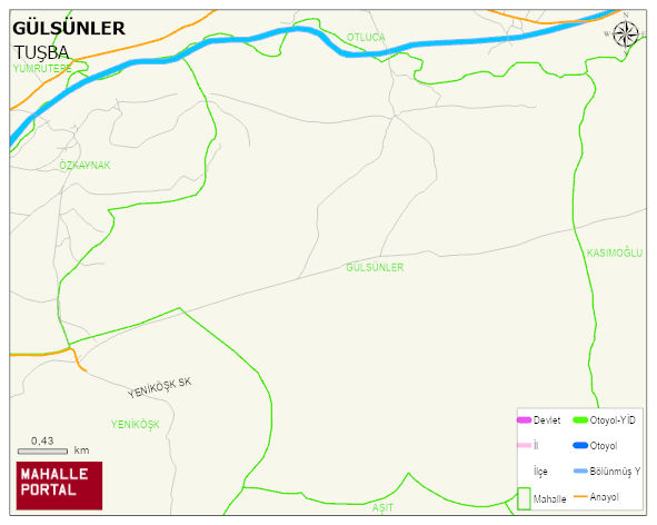 GÜLSÜNLER Mahallesi Haritası | Coğrafi Yapı ve Detaylı Haritası