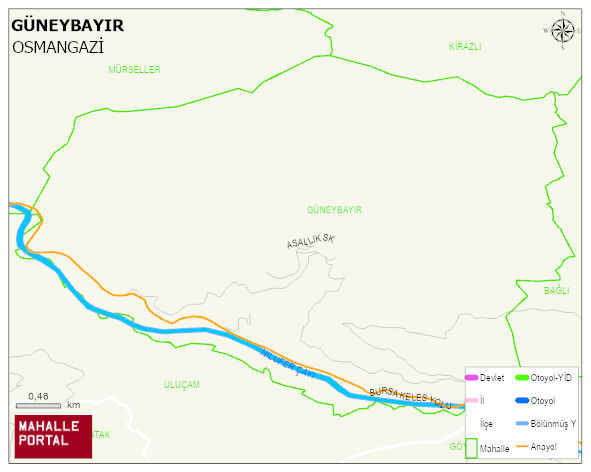 GÜNEYBAYIR Mahallesi Haritası | Mahalle ve Köy Sınırı