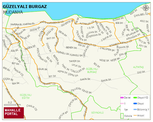 GÜZELYALI BURGAZ Mahallesi Haritası | Coğrafi Yapı ve Detaylı Haritası