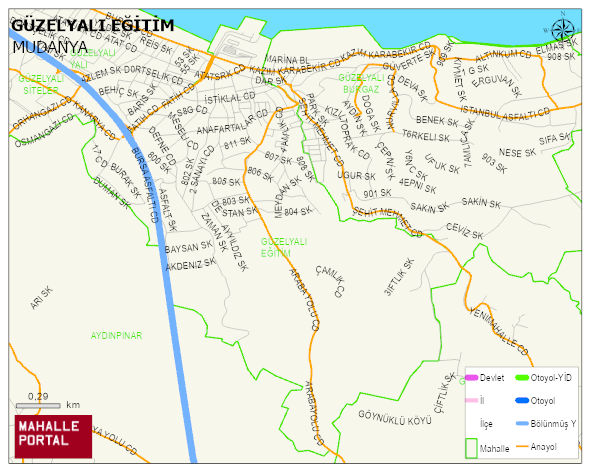 GÜZELYALI EĞİTİM Mahallesi Haritası | Yükselti ve Doğa Özellikleri