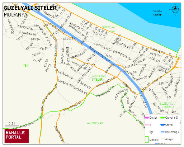 GÜZELYALI SİTELER Mahallesi Haritası | Sayısal Bölge Görünümü