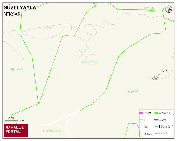 GÜZELYAYLA Köyü Haritası | Yükselti ve Doğa Özellikleri