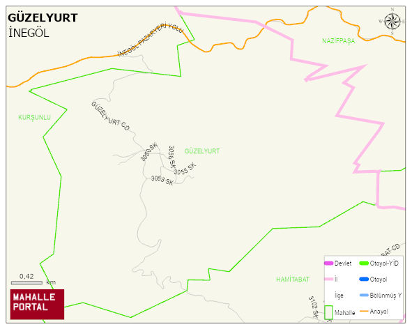GÜZELYURT Mahallesi Haritası | Dağlar, Ovalar ve Akarsu Bilgileri