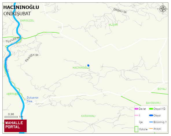 HACININOĞLU Mahallesi Haritası | Yükselti ve Doğa Özellikleri
